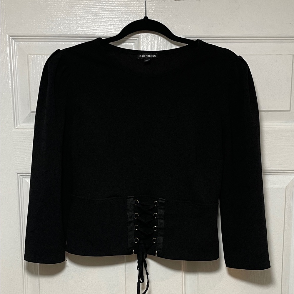 Express Women's Black Lace-Up Top